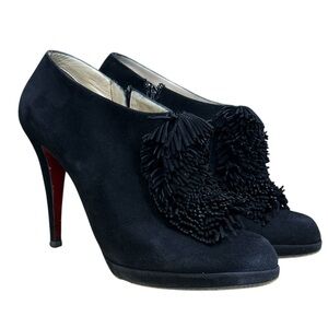 Christian Louboutin Goya Suede Fringe Bootie 11 US / 41 EU Ankle Boots Coquette